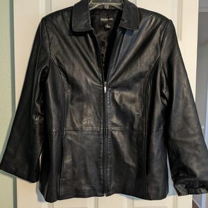 Style & Co. Black Leather Zip Jacket